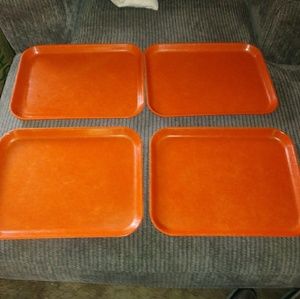 Lot of 4 Vintage SILite Rectangular Trays Orange